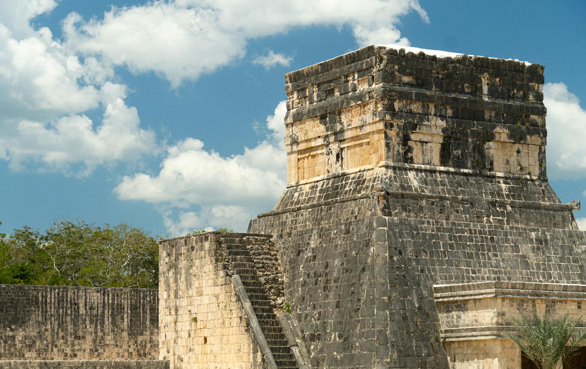 Pirámide del Adivino de Uxmal entre la vegetación de la selva yucateca